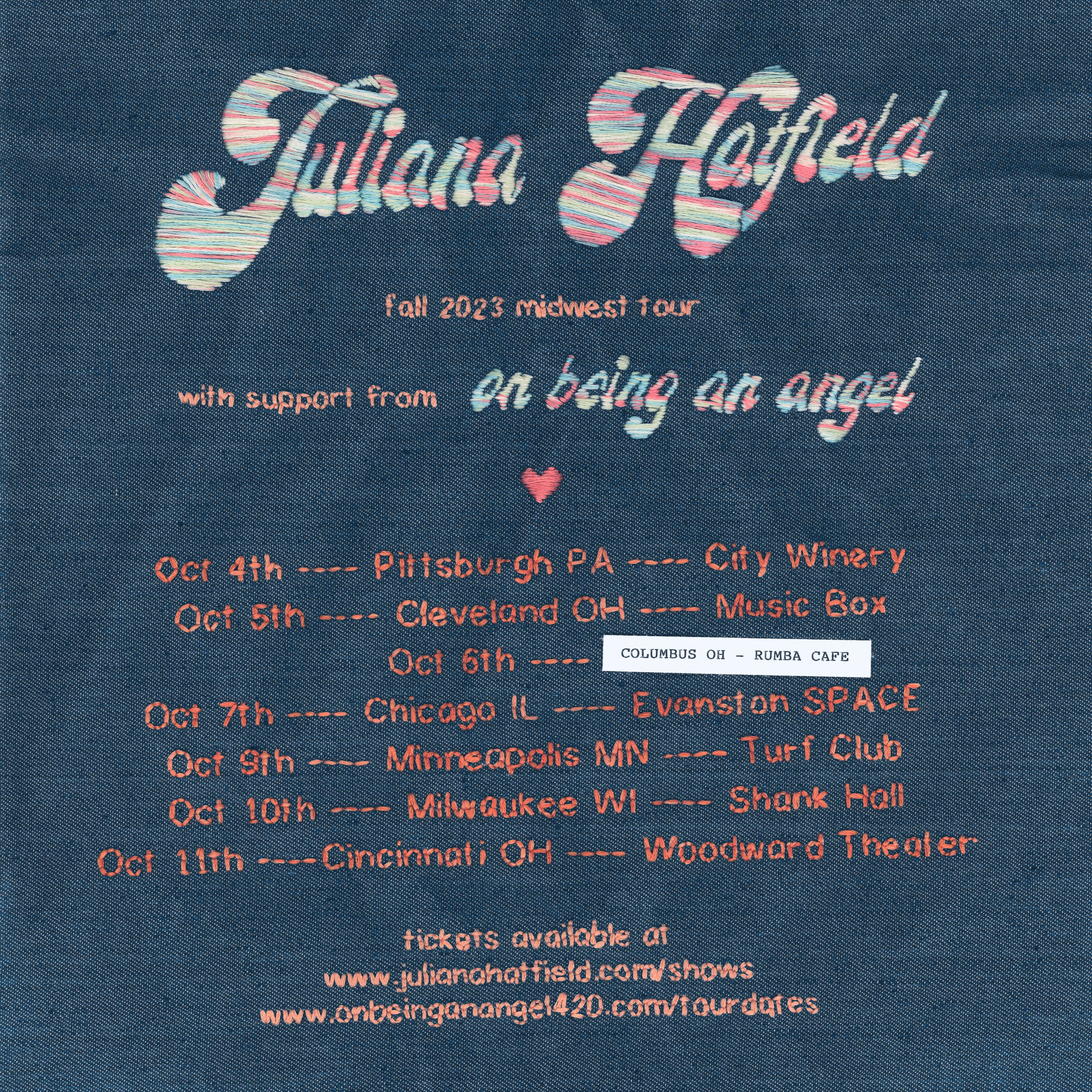 embroidered tour flier by me